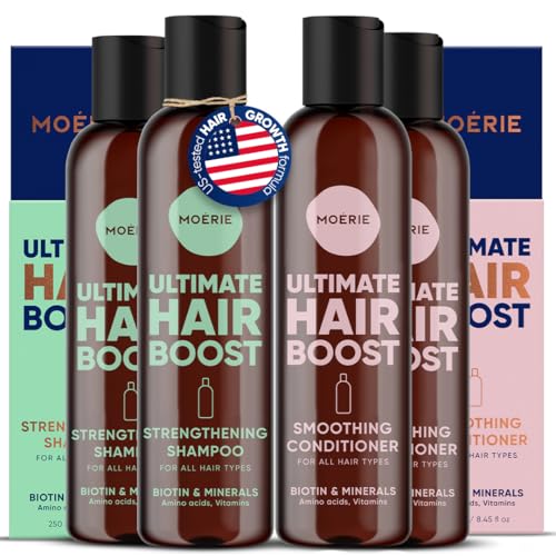 Image of Moerie Hair Growth Shampoo and Conditioner for Women and Men, Hair Loss Solution with Biotin and Rosemary, Thickening Shampoo and Conditioner for Thinning Hair - Promotes Regrowth, Double Set