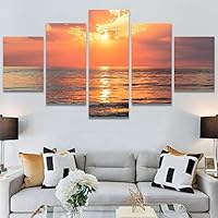 SIGNWIN 5 Panel Canvas Wall Art Ocean Setting for Home Decorations Ready to Hang - 60