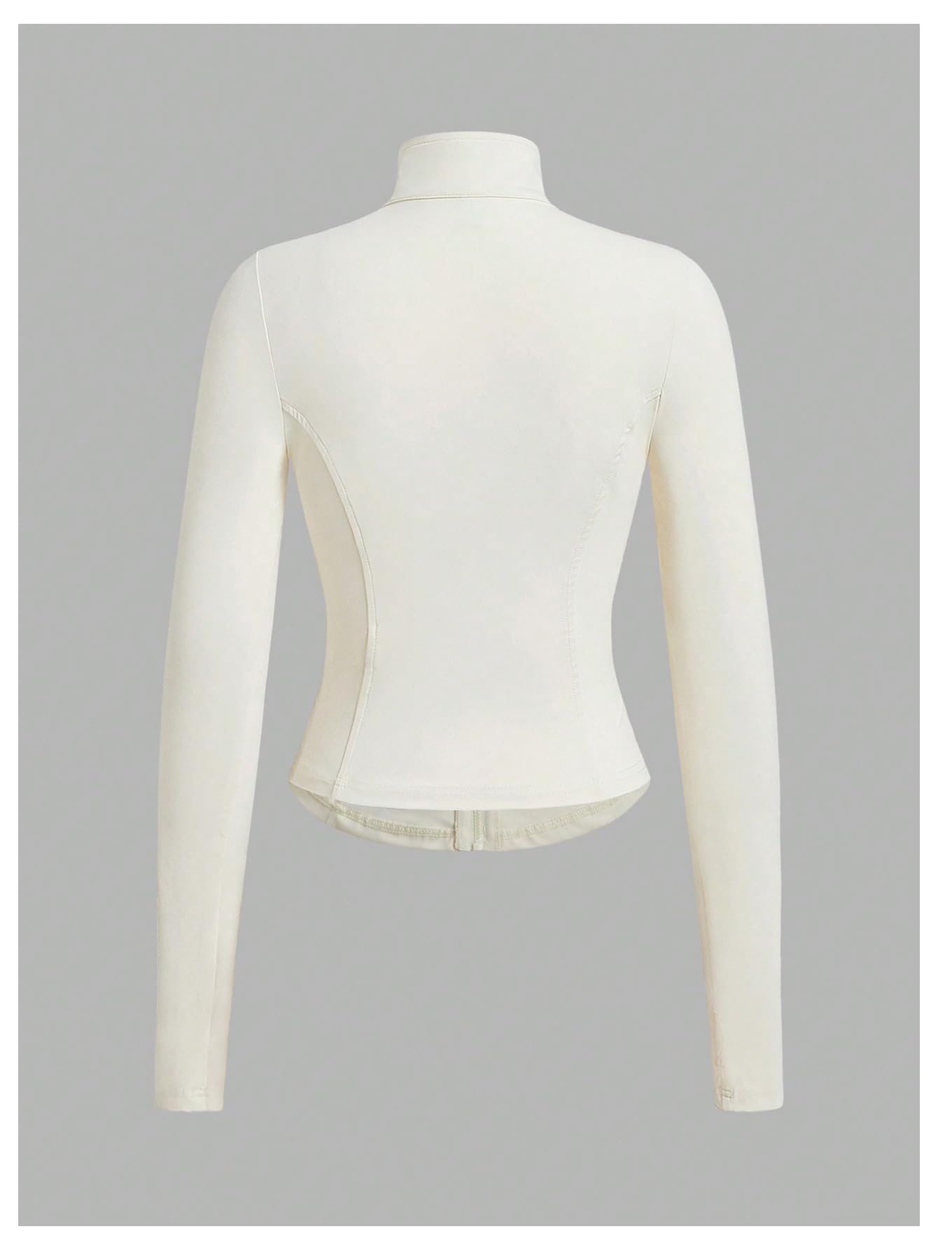 OYOANGLE Women's Athletic Jacket Long Sleeve Zip Up Mock Neck Workout Jackets Gym Yoga Jacket Apricot Large