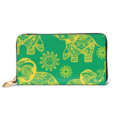 Preisvergleich Produktbild JHGFG Mode Handtasche Reißverschluss Brieftasche Ethnisches Elefantenmuster Telefon Kupplung Geldbörse Abendkupplung Blockieren Leder Brieftasche Multi Card Organizer