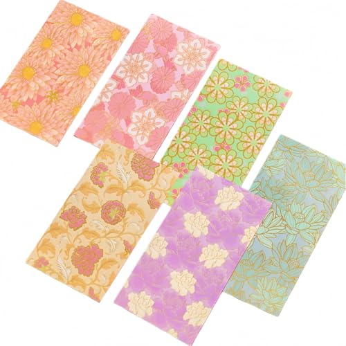 SITEDAN ポチ袋 2026 お年玉袋 花 6枚 多目的祝儀袋 金封 お札サイズ おとし玉 長札 和風柄 封筒 ?包 お正月 新年 春節 年賀用品