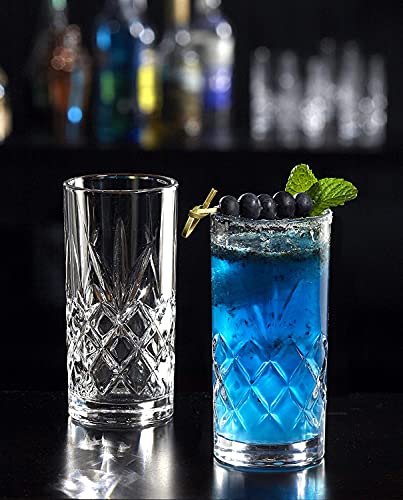 Image of Diamond Cut Juice Glasses Highball Glass Crystal Glass Drinking Glass Water Glass Clear Iced Tea and Cocktail Glass 330ML Set of 3