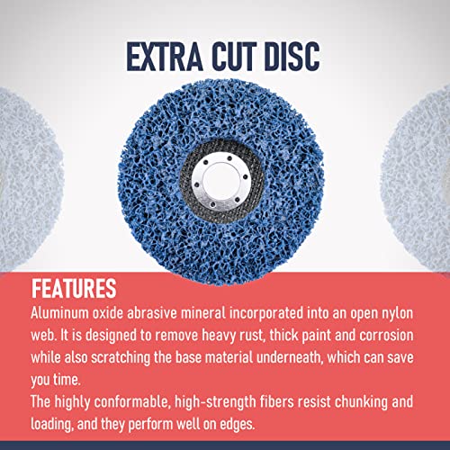 Renotec 5 Pack Easy Strip Discs Stripping Wheel Clean And Remove Paint Stripper Wheels, Rust And Oxidation 4-1/2" X 7/8" Fit Angle Grinder (Blue) #TOP5