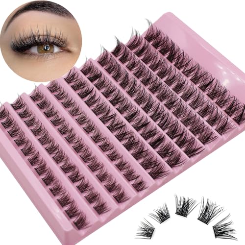 Selawasty 120pcs Lash Clusters DIY Eyelash Extensions Clusters Lashes D Curl Individual Lashes Eyelash Cluster Extensions Wispy Lashes Cluster DIY at Home (S10-D-8-16MIX)