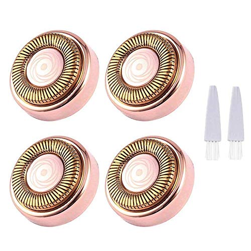 Facial Hair Remover Replacement Heads,18K Rose Gold-Plated Blade Head,Perfect for Old Version Finishing Touch Flawless Hair Remover,4 Replacement Heads,4 PLASTIC TRAY Only at MINIBIGGER(Rose Gold)