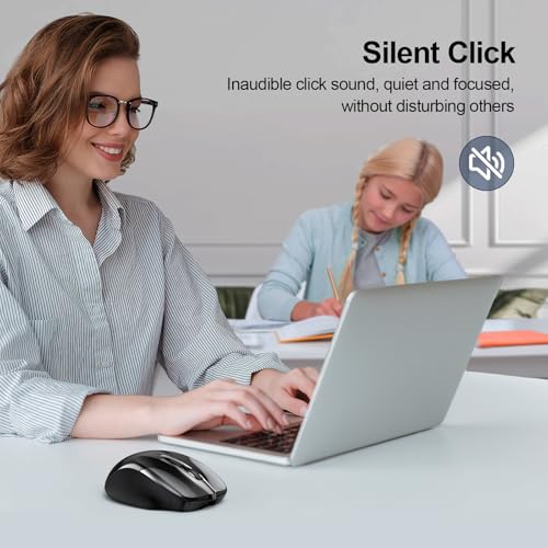 Image of TECKNET Wireless Mouse (BT5.0 /3.0 & 2.4G) Rechargeable 4800 DPI Silent USB A & Bluetooth Mouse 6 Buttons, Wide Compatibility - Black