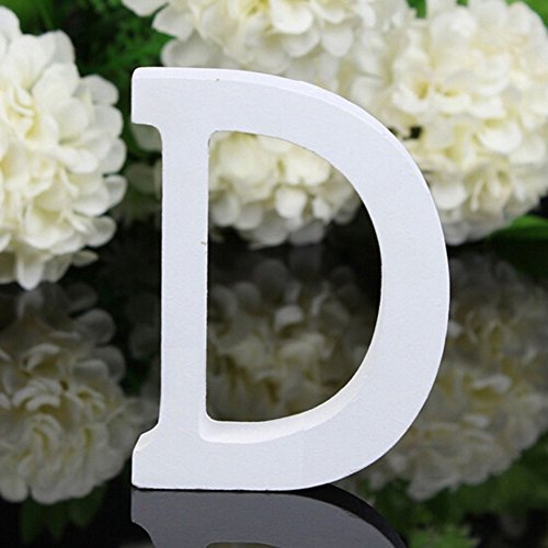 Freeas Décoratif Bois Lettres, 26 Alphabet Blanc Lettres en Bois pour Déco Nom des Enfants Fête...