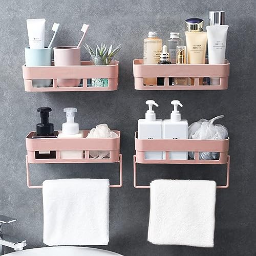 Image of Plantex (Primax) Plastic Self Adhesive Bathroom Shelf /Bathroom Organizer Shelf /Wall Mount Bathroom Accessories - Pack of 2 (Pink)