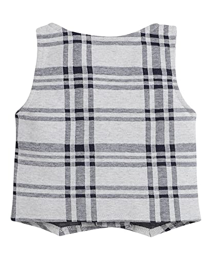 Image of BUMZEE Beige & Navy Boys Full Sleeves Shirt Waistcoat & Pant Set with Applique Bow (Peb8050)