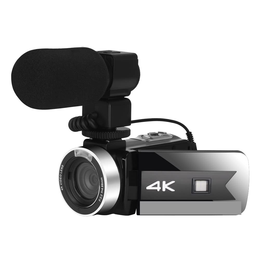 CVFRDD 56MP Video Camera 4K Vlog Camcorder For Live Stream Webcam Night Vision 16X Zoom Photography Digital Recorder(128G SD Card,With Microphone-01)