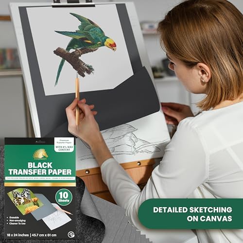 Graphite Transfer Tracing Carbon Paper - 10 Sheets - 18" x 24" - MyArtscape (Black)