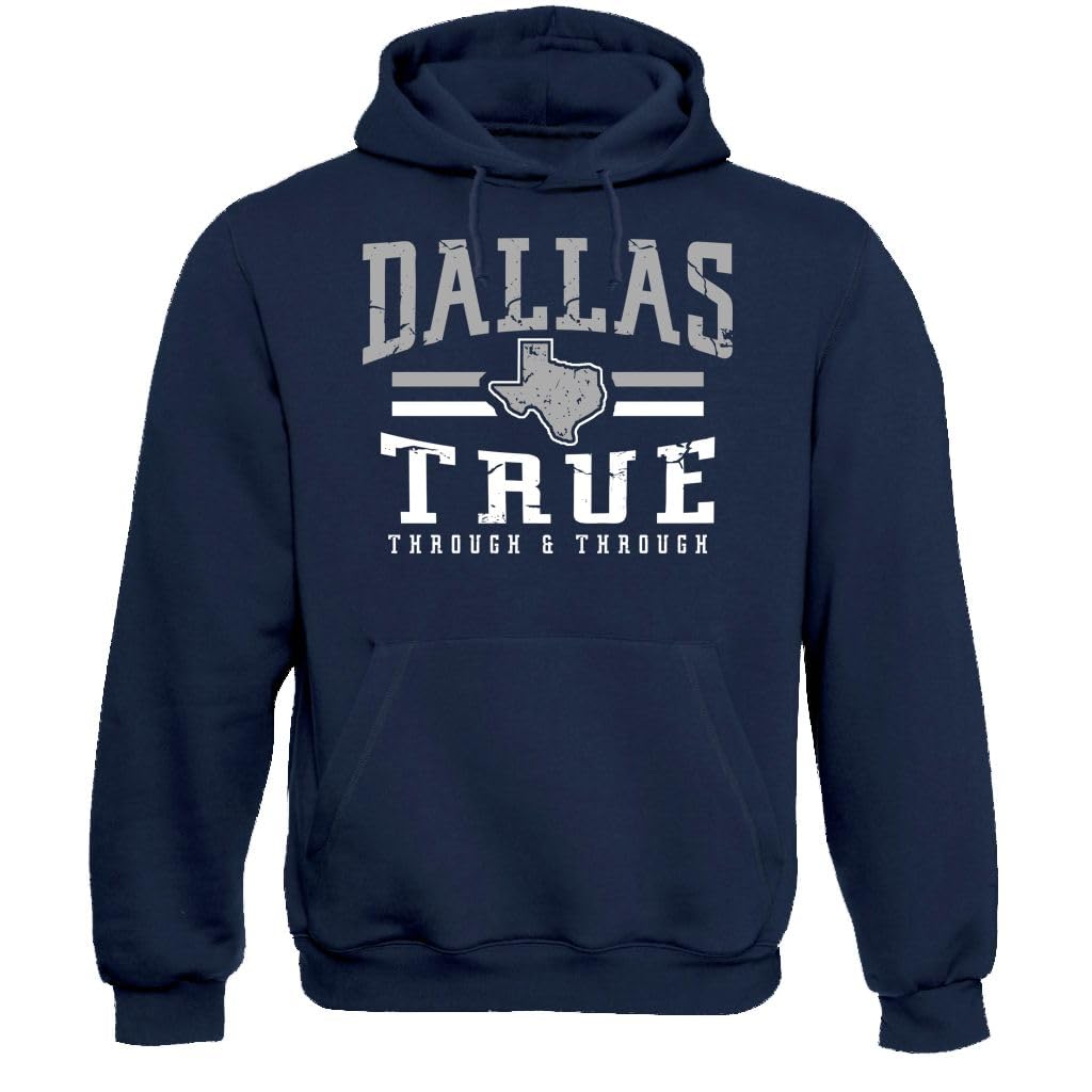 Xtreme Apparrel Team Retro Vintage Men's Hoodie Sweatshirt for Football Fans, Dallas - Navy Hoodie, X-Large