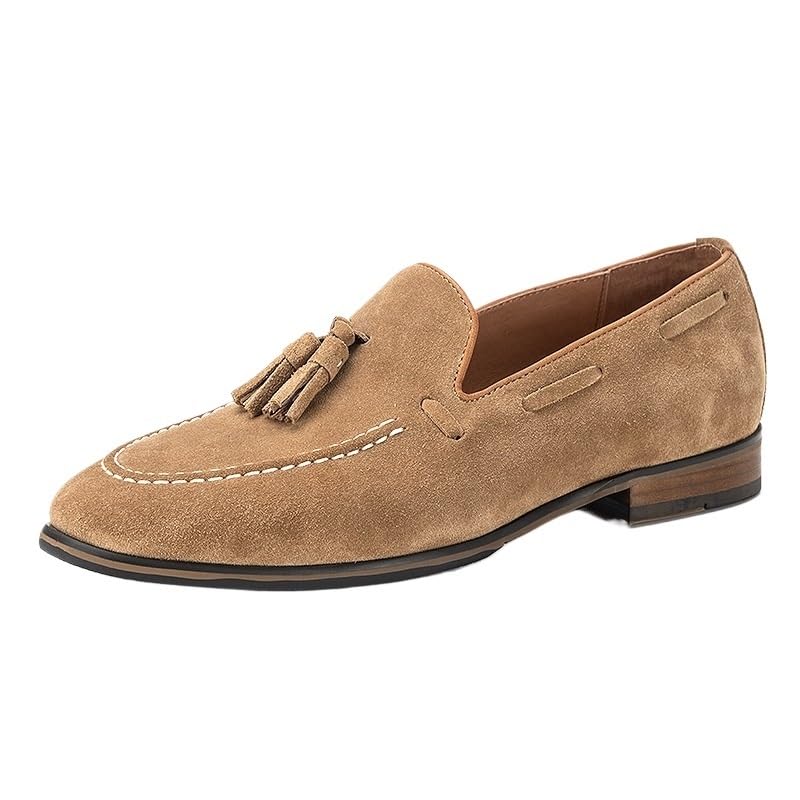 Mens Loafers Suede Leather Slip-on Smoking Shoes Moccasins Leather Dress Shoes