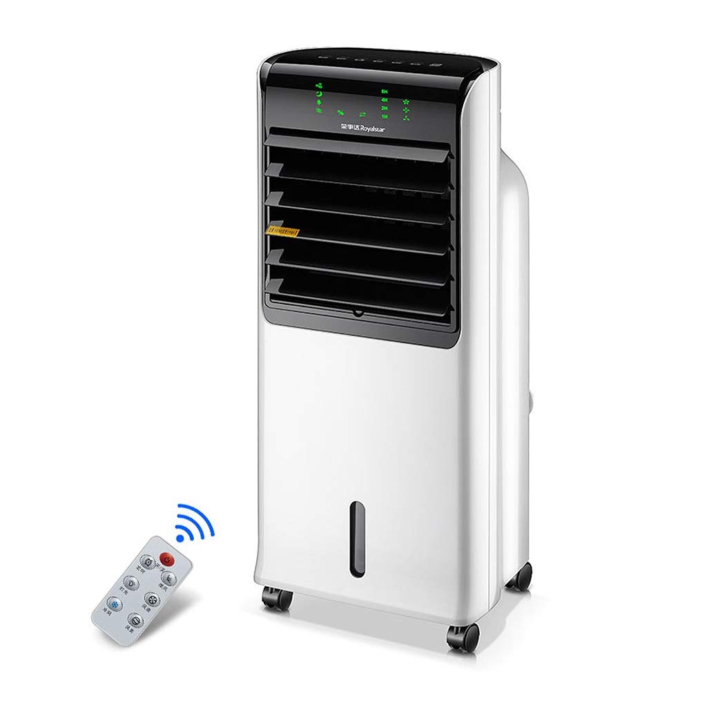 Portable Evaporative Air Cooler White, Mobile Small Air Conditioning with Remote Control, Air Cooler Fan 3 Speeds and Modes, Humidifier, 8L Water Tank, Water Cooler with Ice