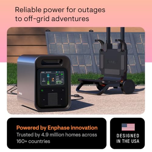 Image of Enphase IQ PowerPack 1500 Advanced Portable Power Station with 200W Solar Panel and Cart, Generator with microinverter technology for home backup, camping, RVs