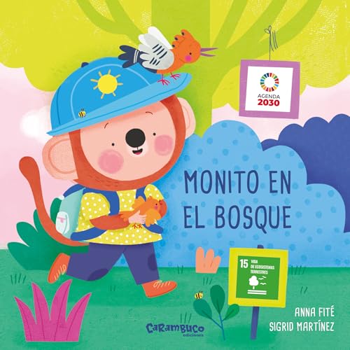 Monito en el bosque. Libro para descubrir el ODS 15: Proteger, restaurar y promover el uso sostenible de los ecosistemas terrestres. + 2 años. Cartón. 4o libro de la colección