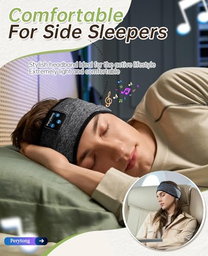 Image of Perytong 2 Pack Sleep Headphones Headband, Bluetooth 5.4 Sleeping Headphones for Side Sleepers with Ultra-Thin Stereo Speakers, Wireless Sport Music Headband Earphones for Workout Yoga Running