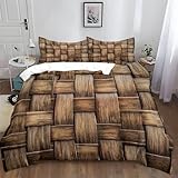 XCQHZYQ Juego de Funda Nórdica 3 Piezas Infantil para Cama 90 Mimbre Vintage Textura Tejida Juego de Funda de edredón 150x200 cm, Fundas de Cama de Polialgodón Suave Fundas Nórdicas