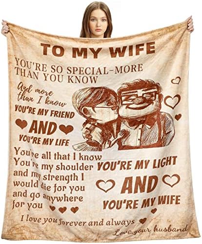 BMPUDERY Gifts for Wife Blanket from Husband I Love You Wedding Anniversary Birthday Christmas Valentine's Mother's Day Blankets Romantic Present Gift for Her Women (60x50inch)