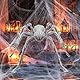 Halloween Deko Outdoor Spinne Set,Riesenspinne Dehnbare Spinnennetze für Innen/Außen, Garten,Tür Fenster Kamin Häuser Spukhaus&Partyzubehör-Schaurige Atmosphäre für Ihre Feier