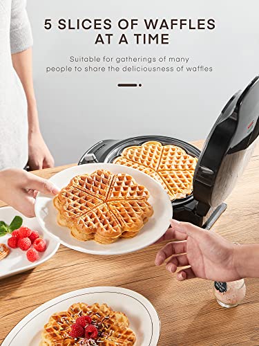 Waffeleisen für klassische Herzwaffeln, 1200 W, 19,5 cm Durchmesser, Waffelmaker mit Antihaftbeschichtung für Waffeln in… – Bild 9