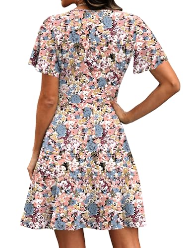 Image of RUMIA Women Casual Dresses Wrap V Neck Dress A-Line Summer Sundress Fashion