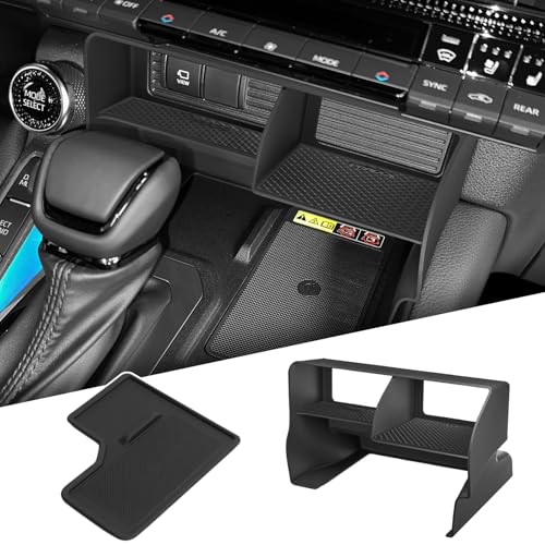 2Pcs Center Console Organizer Fit for 2026 2025 2024 Toyota Land Cruiser 250 Prado - Wireless Charging Pad & Central Control Secondary Storage Box Insert Divider Cubby Drawers Interior Accessories
