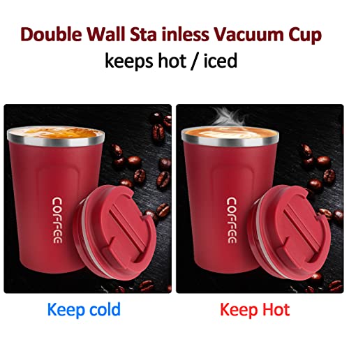MOMSIV Coffee Cup, 380ml Stainless Steel Coffee Mug with Leak-Proof Lid, Insulated Vacuum Leakproof Travel Mug - Image 3