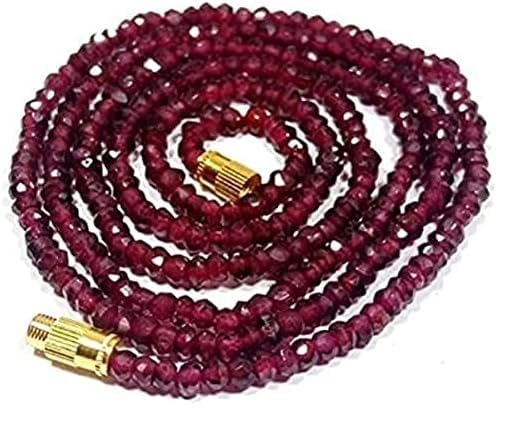 Natural Indian Garnet 3-4mm Rondelle Faceted Beads 21 in Long Bead Necklace, Garnet Beaded Necklace Jewelry, Garnet Gemstone Beads, Red