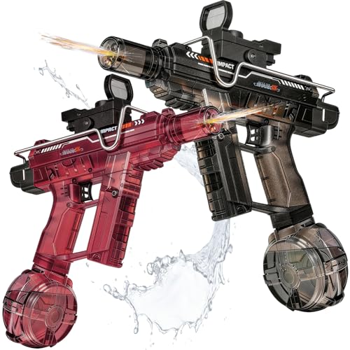 Image of Electric Water Gun for Adults Kids,Realistic SMG,Rechargeable,Automatic Squirt Watergun,for Boys Girls,Pool Party Outdoor Toy,Summer Game,Long Range,2026 LED Electric Water Guns(2 Pack Pink Red,Black)