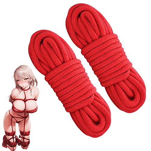 Sexyhot SMグッズ SM 拘束ロープ 縄 亀甲縛り ひも SM拘束具 緊縛美 束縛プレイ 10M仕様 2本セット（赤） - 画像1