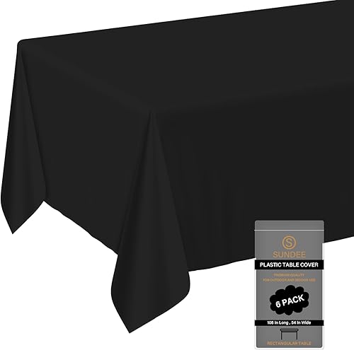 sundee Paquete de 6 manteles de plástico desechables de alta calidad (54 x 108 pulgadas), manteles rectangulares para bodas, fiestas, banquetes,
