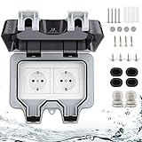 Außensteckdose, Staubdicht Steckdose Wandsteckdose für Außenbereich, IP66 Wetterfest Outdoor Steckdose Schutzkontakt (T27)