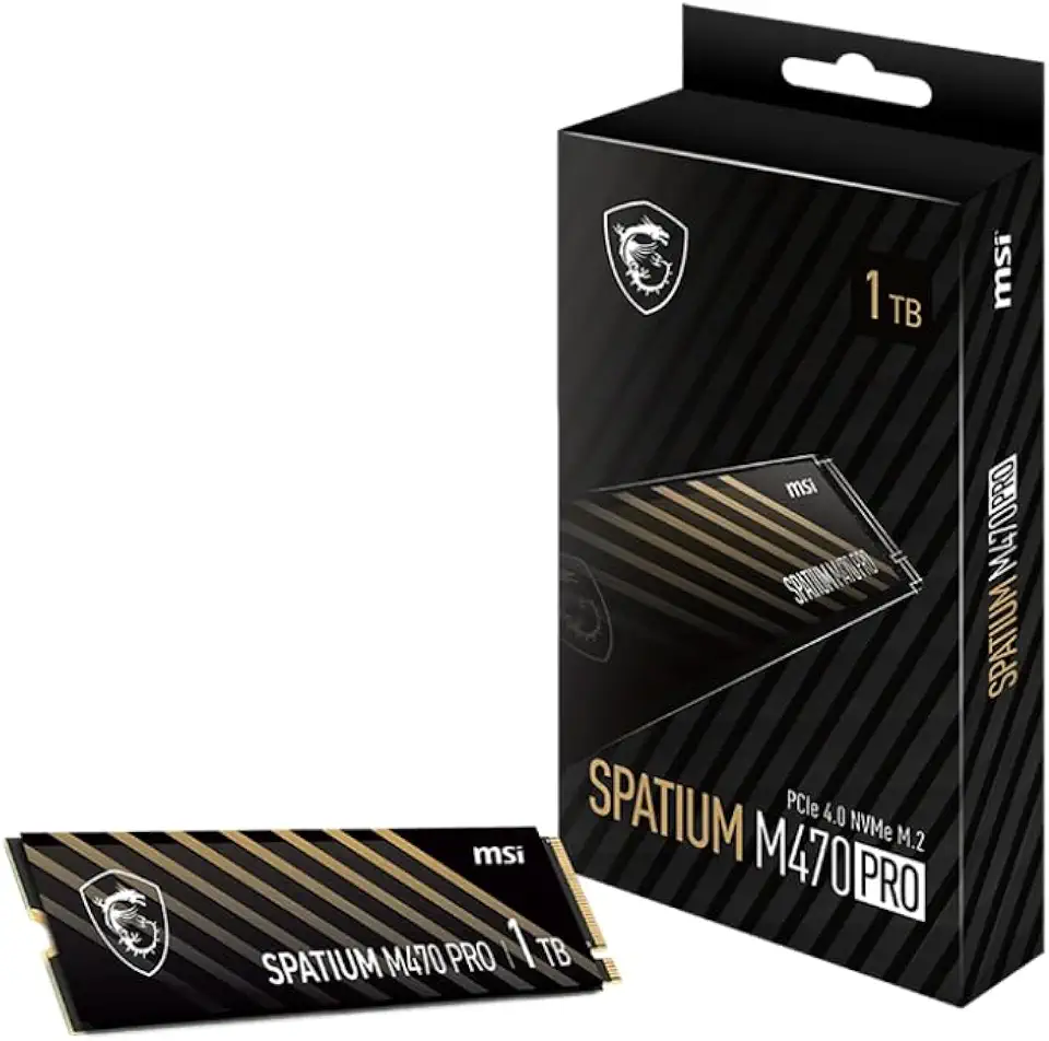 MSI SPATIUM M470 PRO PCIe 4.0 NVMe M.2 1TB Portable SSD, 1TB External Solid State Drive, Speeds Up to 6000MB/s, USB-C, Reliable Storage for Gaming, Students, Professionals, Black