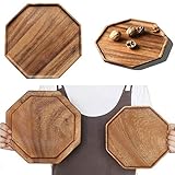 Set of 2 Acacia Wooden Serving Tray Vegetable Fruit Platter Wood Square Dessert Plates Food Dish Decorative Party Trays