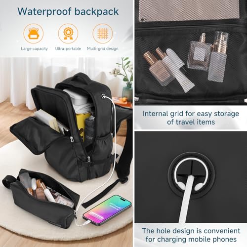 Image of Hoteel Luggage Sets 5 Piece, 4-Year Warranty, Carry-On Luggage with Dual-Spinner Wheels, PC+ABS Hardside Suitcase Set with TSA Lock, Durable Large Suitcase, Black(20 /24 /28 /DB /TB)