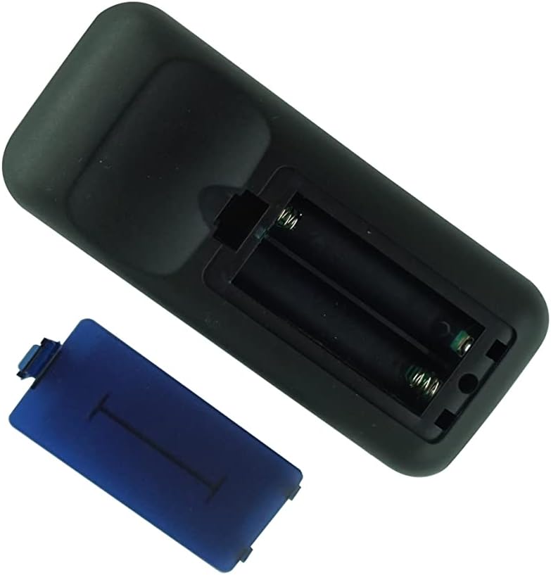 HCDZ replacement remote control with the battery compartment open, showing slots for two AAA batteries.