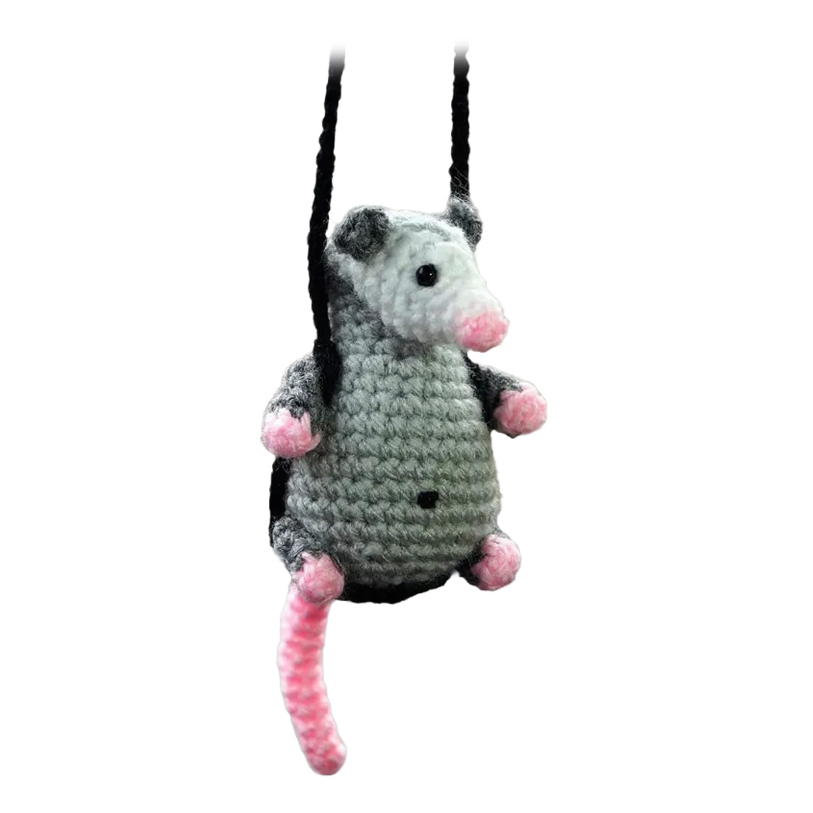 Opossum Pendant Car Rearview Knitted Hanging Ornament Automotive Interior Charm Decorations for Women Men Crochet Opossum Pendant Car Rearview Hanging Ornament Automotive Interior Charm Decorations