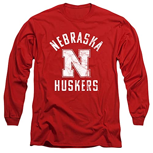 University of Nebraska Official Nebraska Cornhuskers Logo Unisex Adult Long-Sleeve T Shirt,Red, X-Large