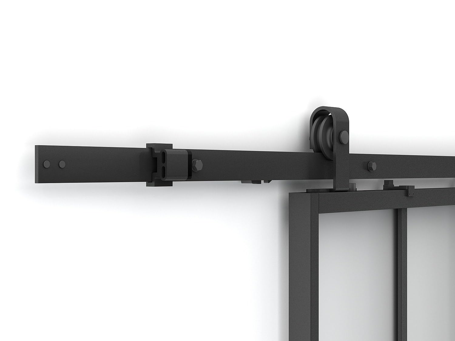 Vente-unique-Puerta corredera doble estilo taller - Negro y vidrio templado - 2 x Alt. 205 x Ancho 63 cm - ARTISTO II