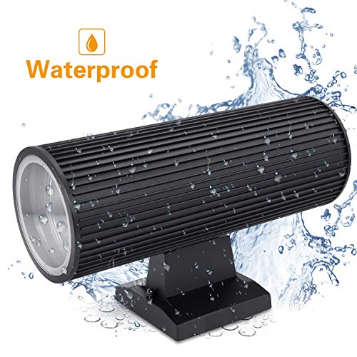 Zuukole Outdoor Wall Light, Exterior Lighting - Etl Listed, Die-Casting Aluminum Waterproof Wall Mount Cylinder Design - Up Down Light Fixture For Porch, Backyard And Patio(Black) #TOP3