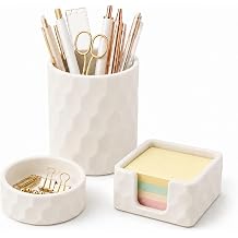 Aesthetic Geometric Silicone Desk Organizer Set of 3,Modern Office Desk Accessories with Round Pen Holder,Paperclip Tray,Sticky Note Holder,Stylish Functional Desk Decor for Home OfficeBeige