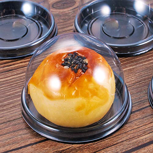 50 Set Clear Plastic Mini Cupcake Boxes Muffin Pod Dome Muffin Single Container Box Wedding Birthday Gifts Boxes Supplies (Black) #TOP4