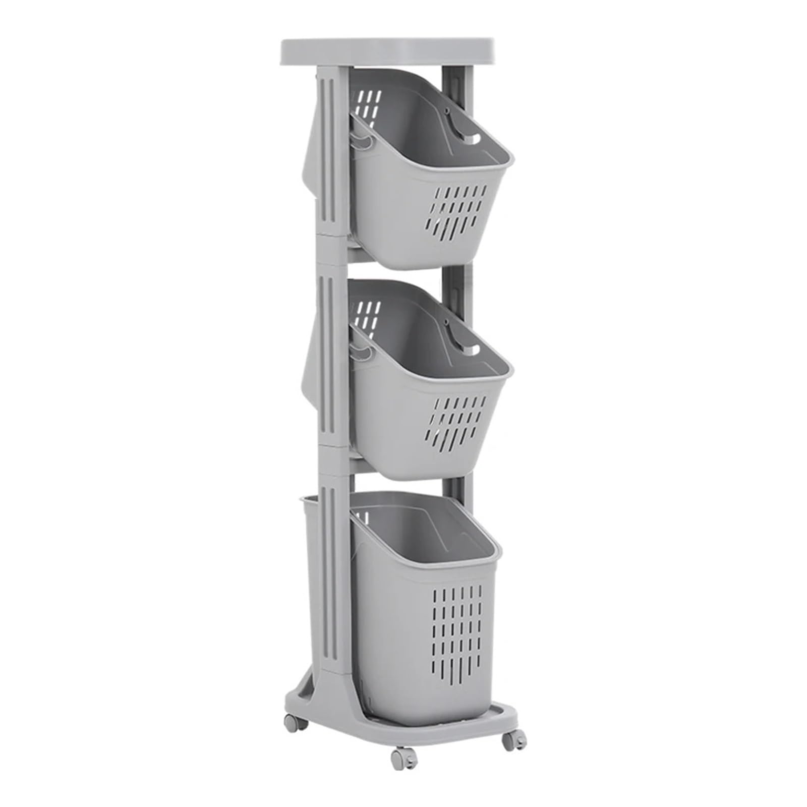 Gmgqjst Light Grey Laundry Basket On Wheels 4-Tier Storage Rack Laundry Basket With Wheels, 26Cm W X 40Cm D 108.5Cm H