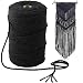 Mygogo Macrame Cord 3mm x 219Yards (About 200m,656feet) Black Colored Cotton Macrame Rope 4 Strand Twisted Soft Cotton Cord for Handmade Wall Hanging Plant Hanger Craft Making DIY Knotting