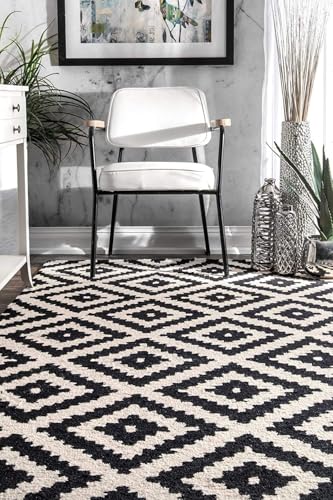 Image of Hand Tufted Wool Carpets Anti Shedding Rug Modern Carpets for Living Room Size 8x11 Feet