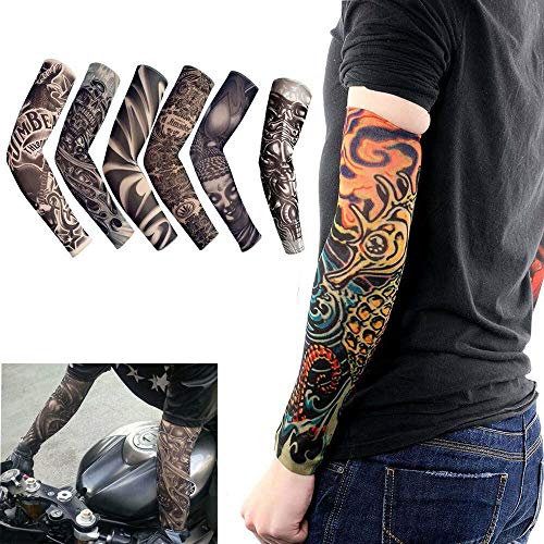 Tatuagem de Manga de Braço, 6 Peças de Mangas de Tatuagem Temporárias Falsas de Náilon Mangas de Imp