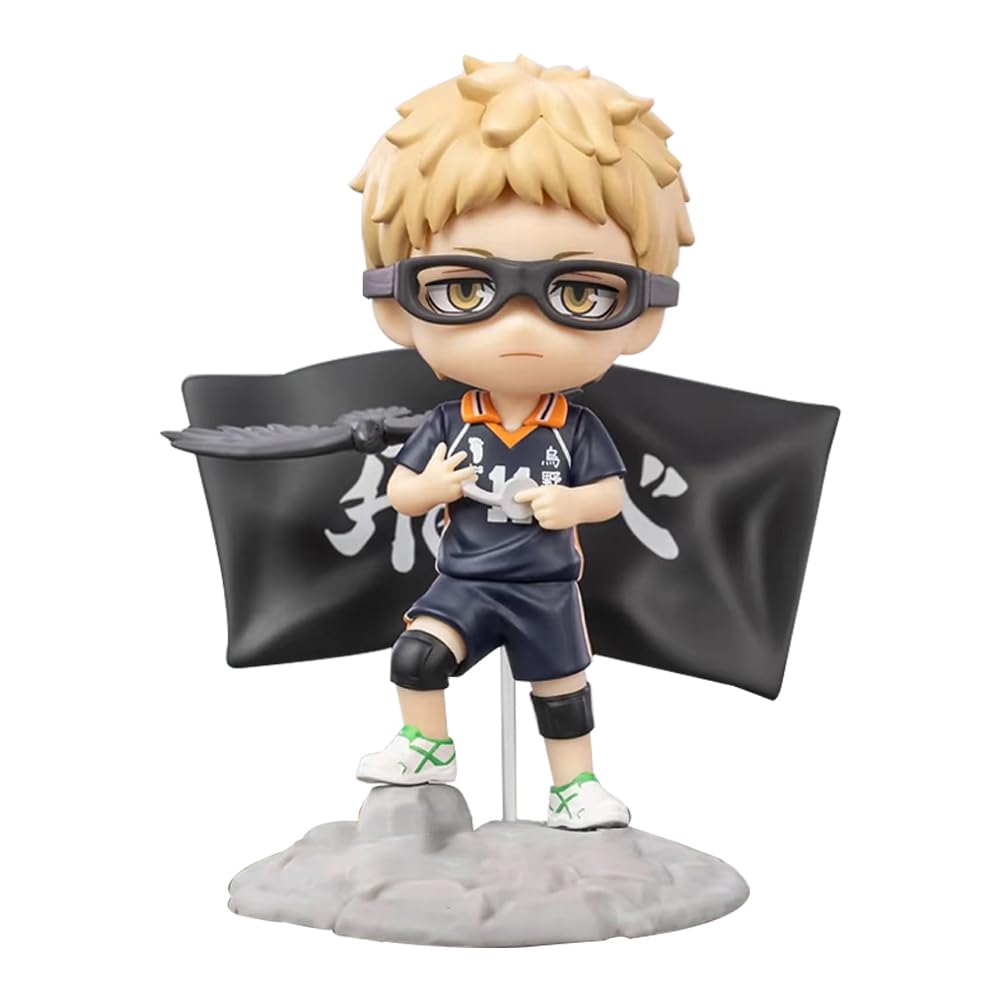 Tsukishima Kei Figura de anime Look Up Figura Tsukishima Kei Cake Topper Modelo 9CM Regalo de cumpleaños para fans Decoración de escritorio Coche