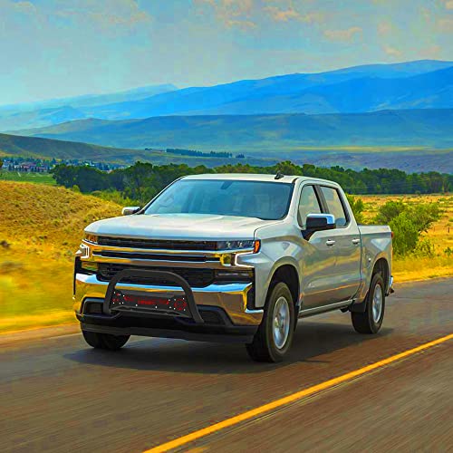 Oedro Paintable Bull Bar Fits 2019-2023 Chevy Silverado 1500/Gmc Sierra 1500, Truck Brush Guard, Front Bumper Push Bar W/Grille Skid Plate Light Mount #TOP2