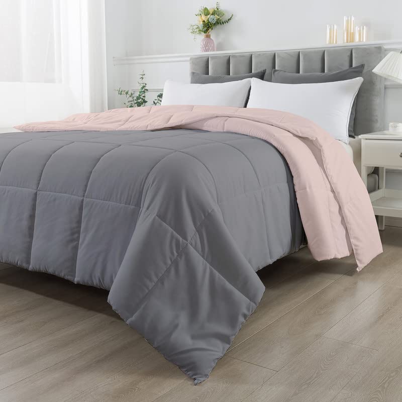 Image of Razzai Restful Sleep Microfiber Summer Season Ac Reversible Comforter 220 GSM (92 inch x 106 inch Inches /233cm x 269cm) - King Size Comforter|Silver /Peach|